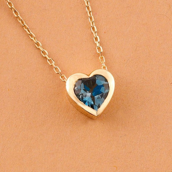 Blue Topaz Heart Necklace
