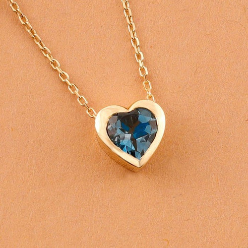 Blue Topaz Heart Necklace