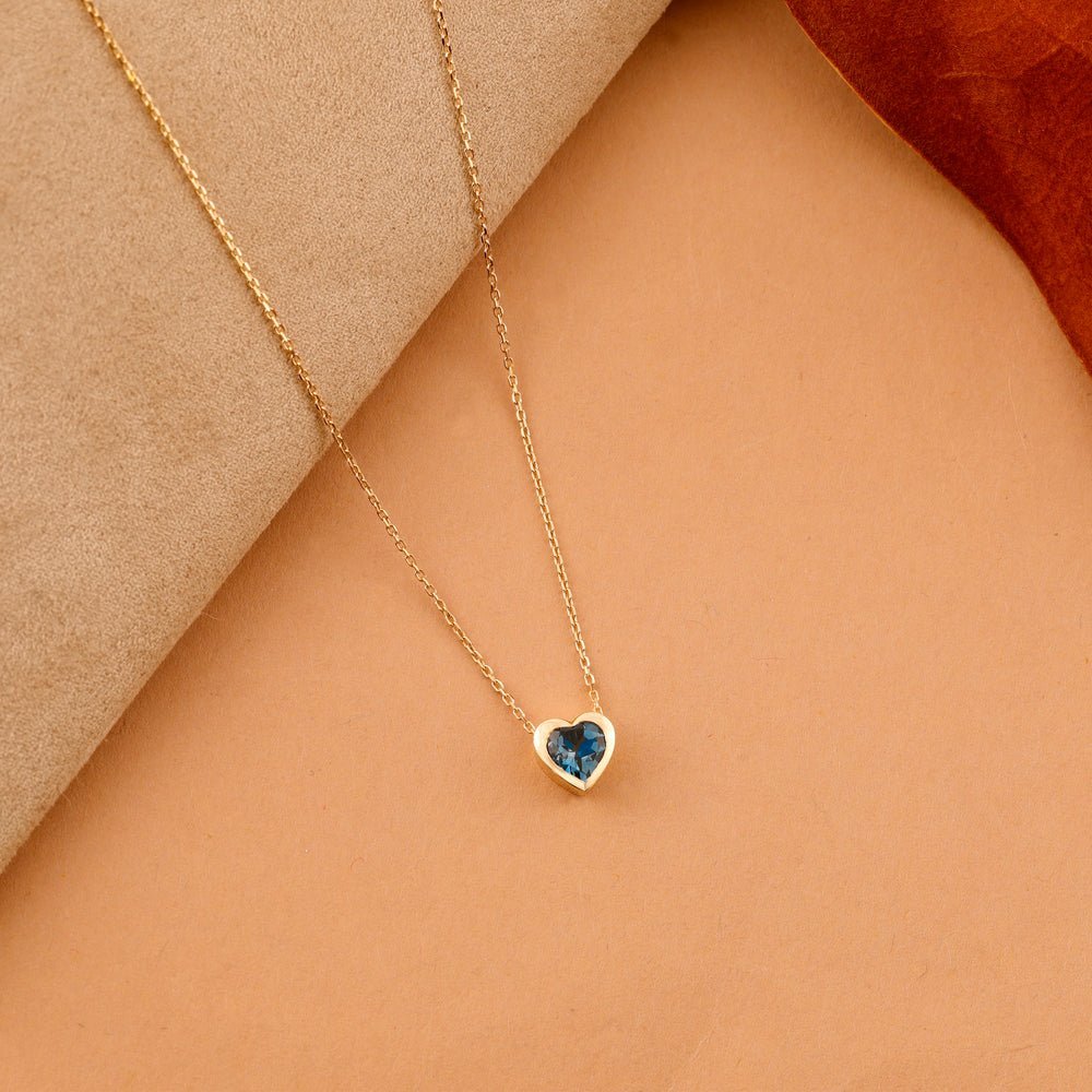 Blue Topaz Heart Necklace