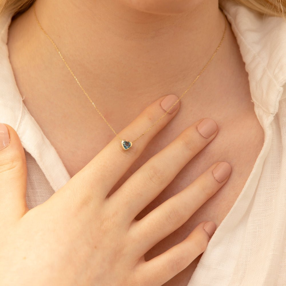 Blue Topaz Heart Necklace