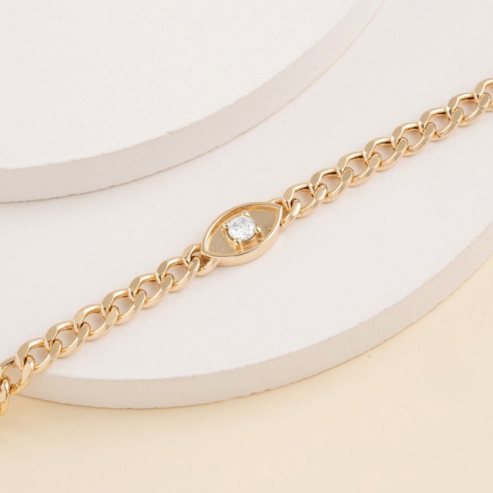 Bold Diamond Eye Cuban Chain Bracelet