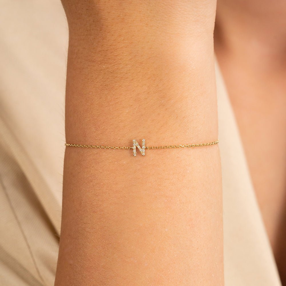 Capital Initial Diamond Bracelet