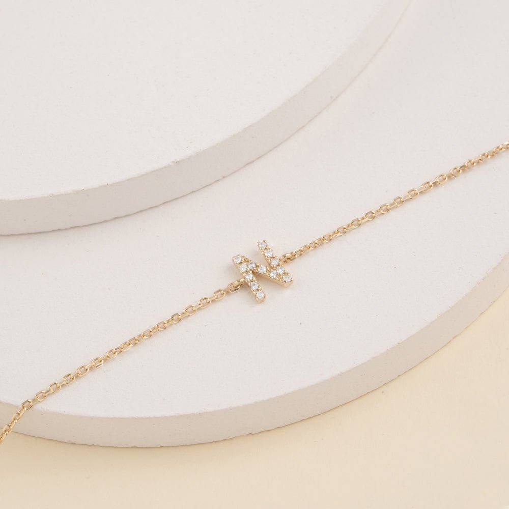 Capital Initial Diamond Bracelet