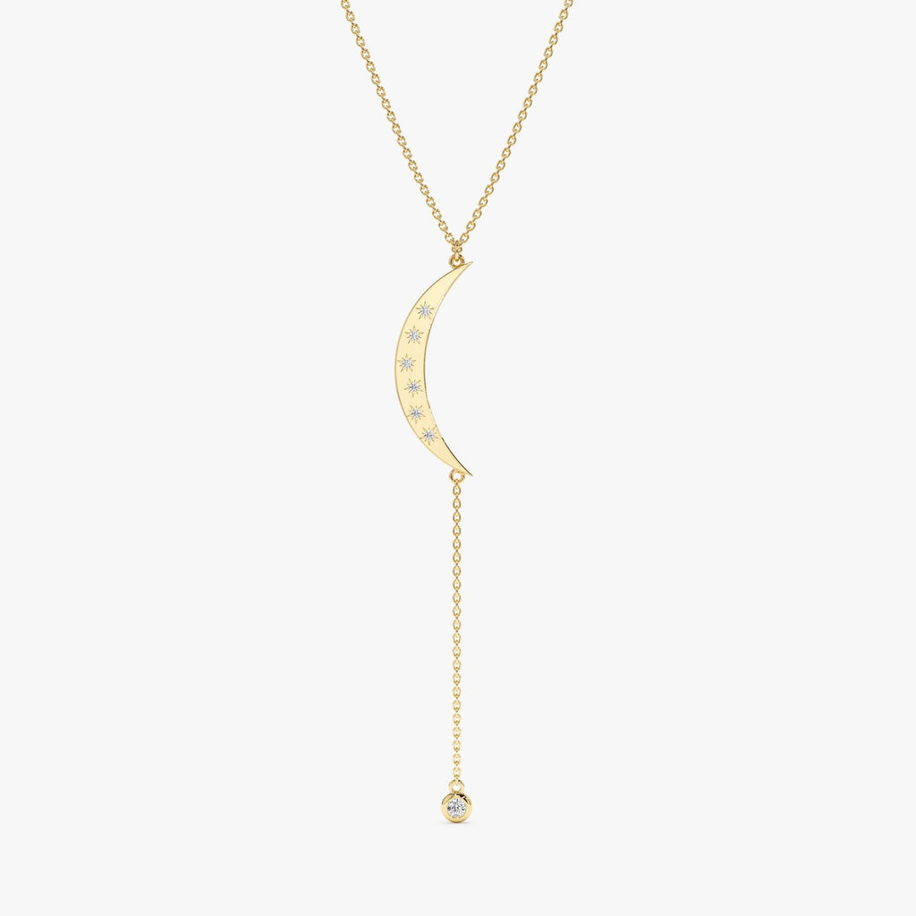 Crescent Diamond Lariat Necklace