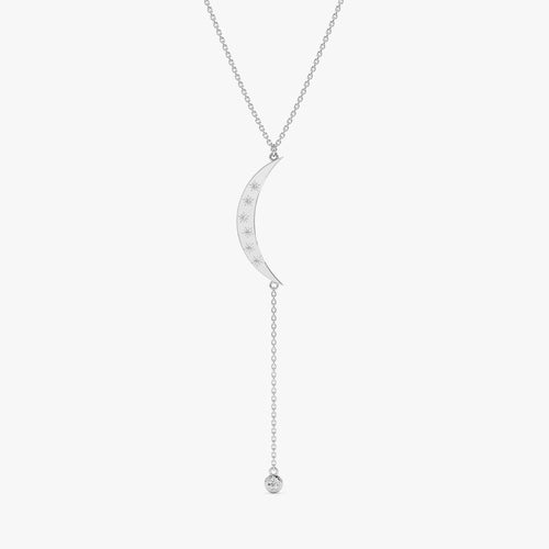 Crescent Diamond Lariat Necklace
