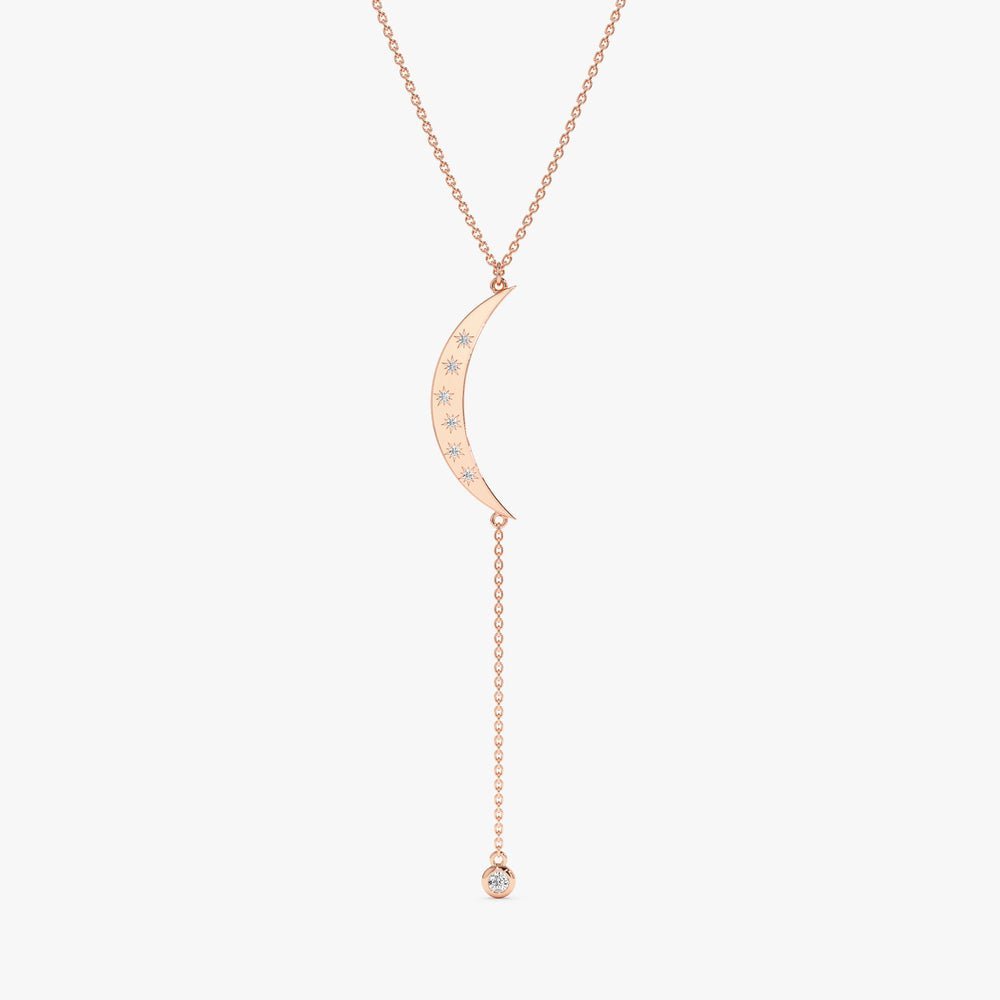 Crescent Diamond Lariat Necklace