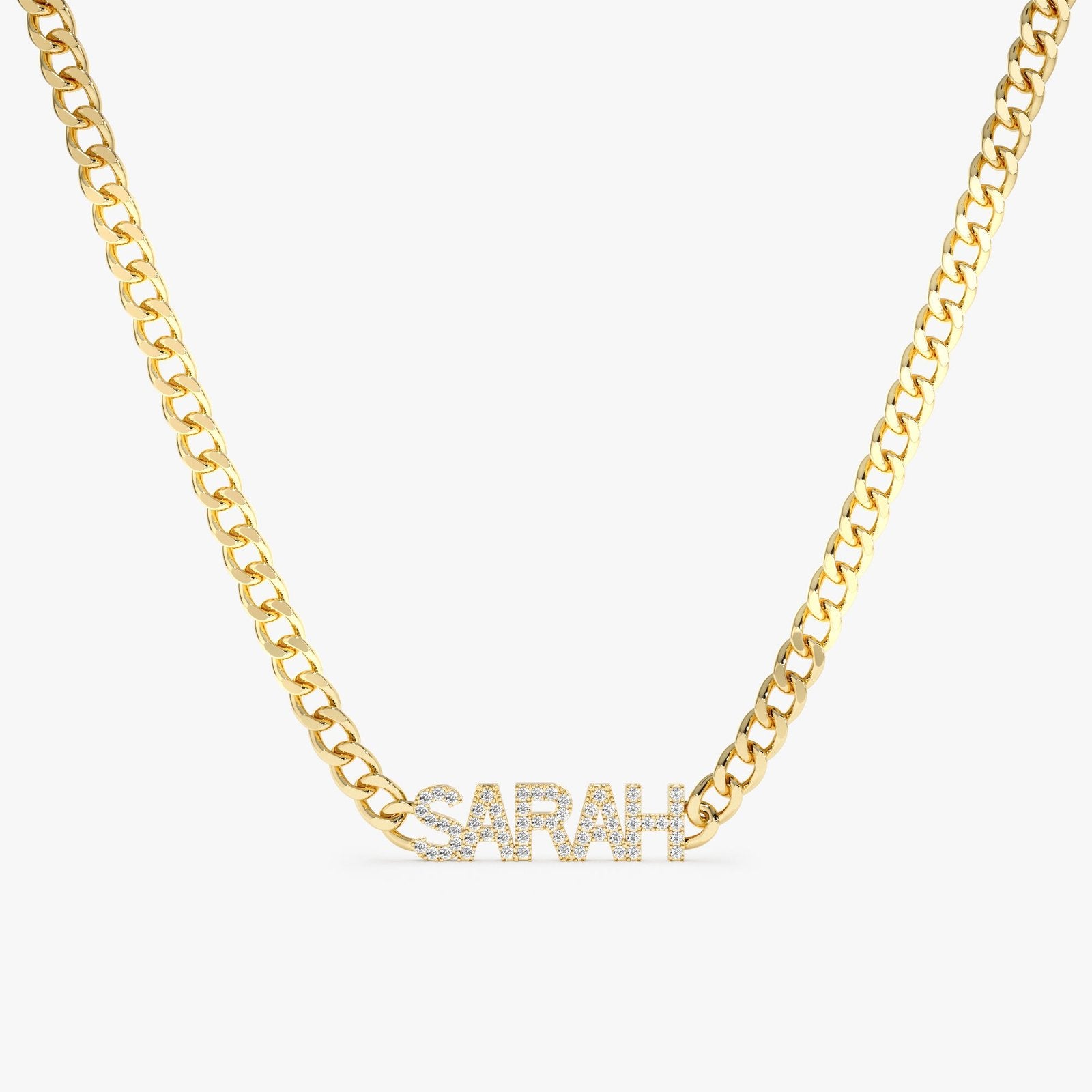 Cuban Chain Natural Diamond Name Necklace