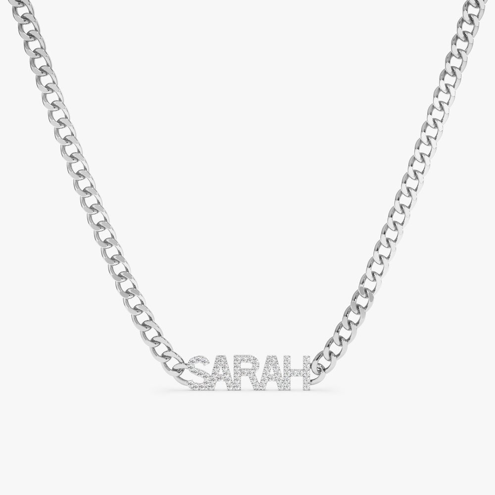Cuban Chain Natural Diamond Name Necklace