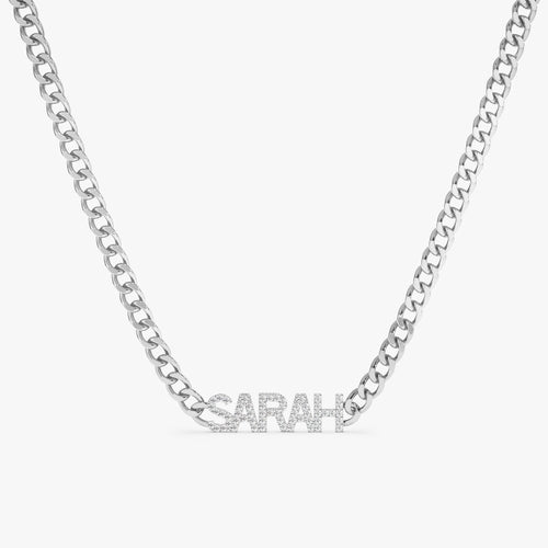 Cuban Chain Natural Diamond Name Necklace