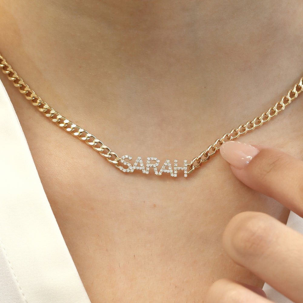 Cuban Chain Natural Diamond Name Necklace