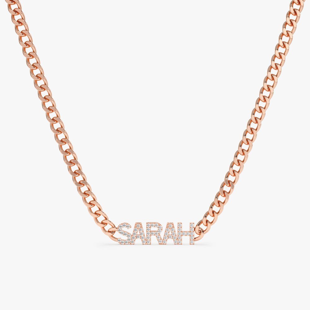Cuban Chain Natural Diamond Name Necklace