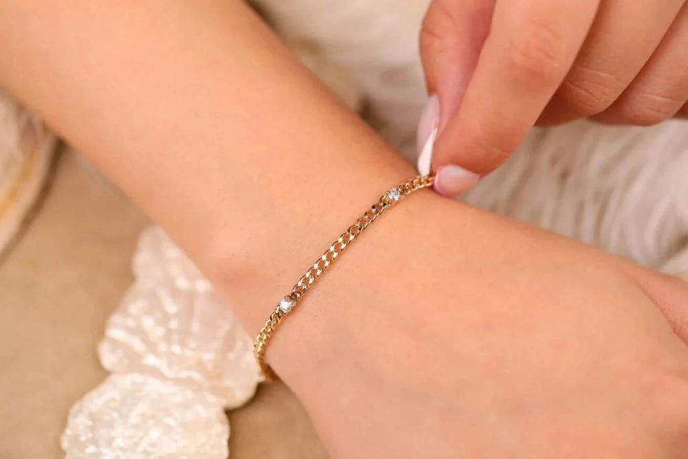 Cuban Link Diamond Station Bracelet