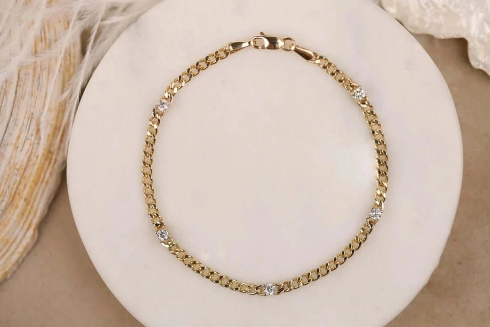 Cuban Link Diamond Station Bracelet