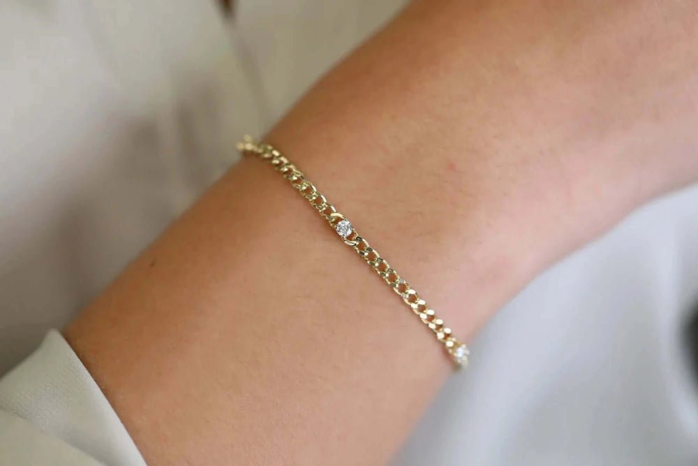 Cuban Link Diamond Station Bracelet