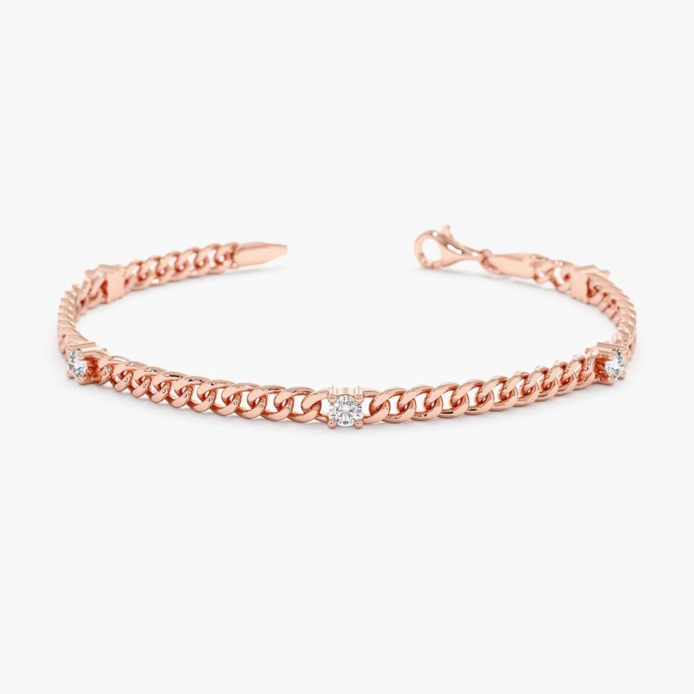 Cuban Link Diamond Station Bracelet