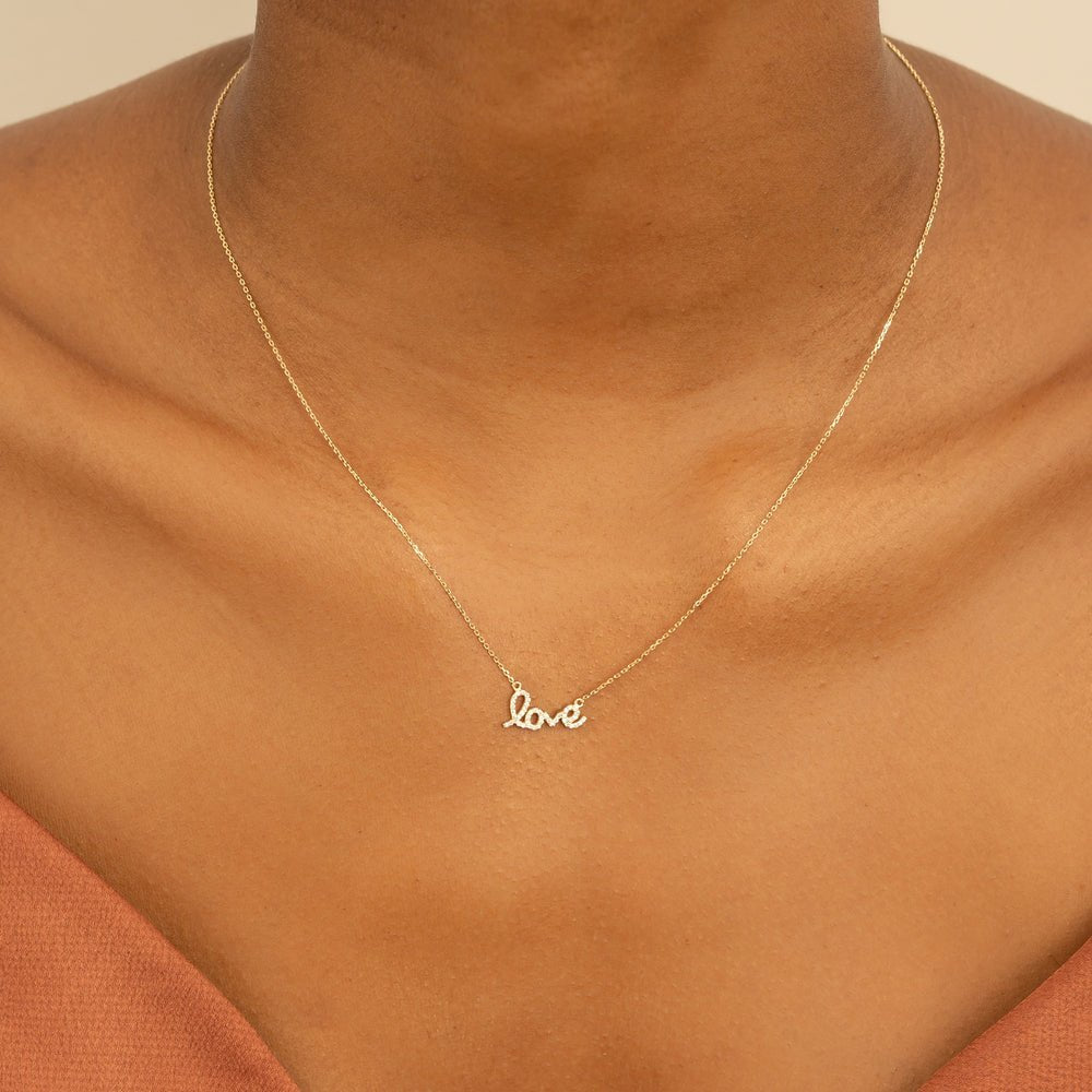 Cursive Diamond Love Necklace