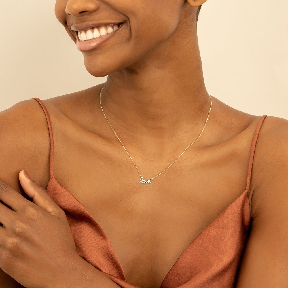 Cursive Diamond Love Necklace