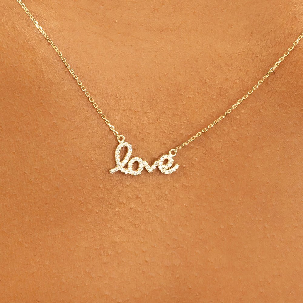 Cursive Diamond Love Necklace