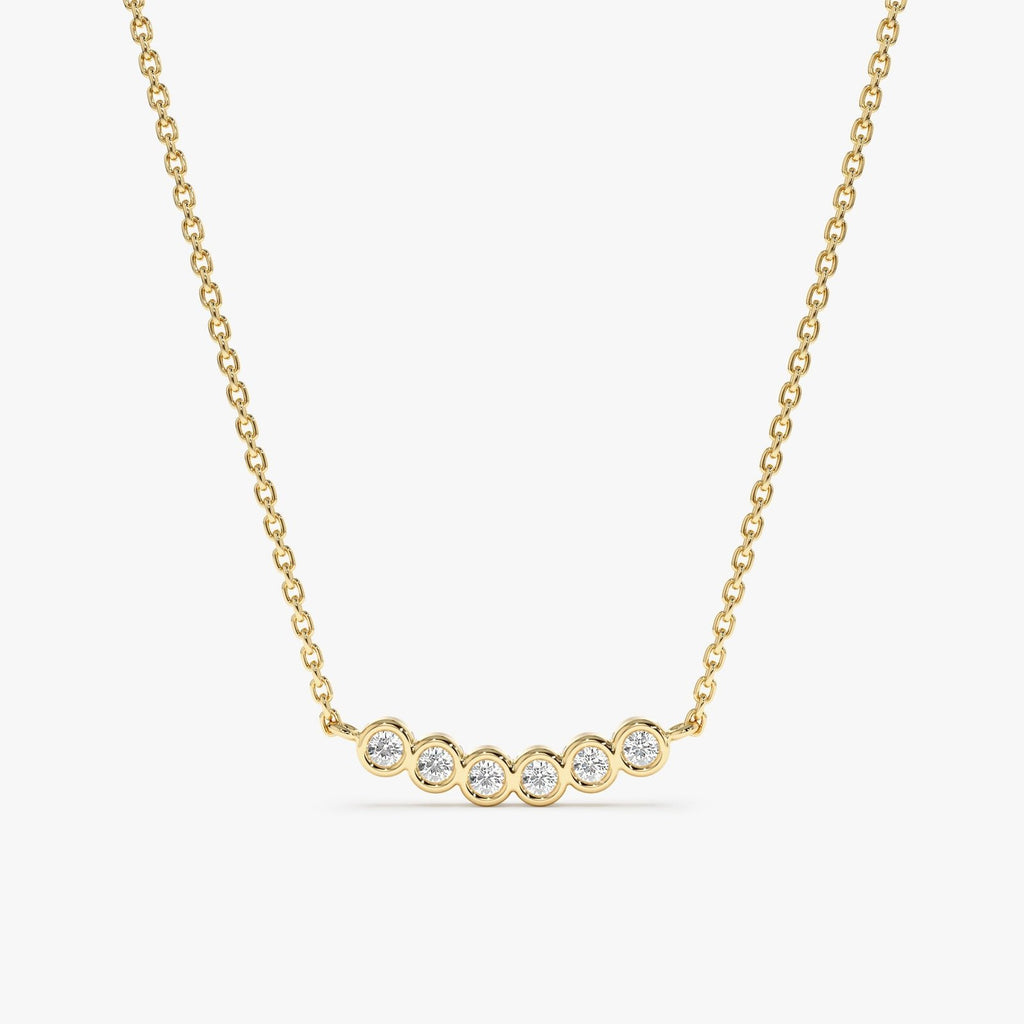 Curved Bubble Bar Diamond Necklace