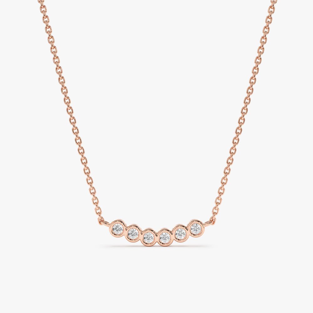 Curved Bubble Bar Diamond Necklace