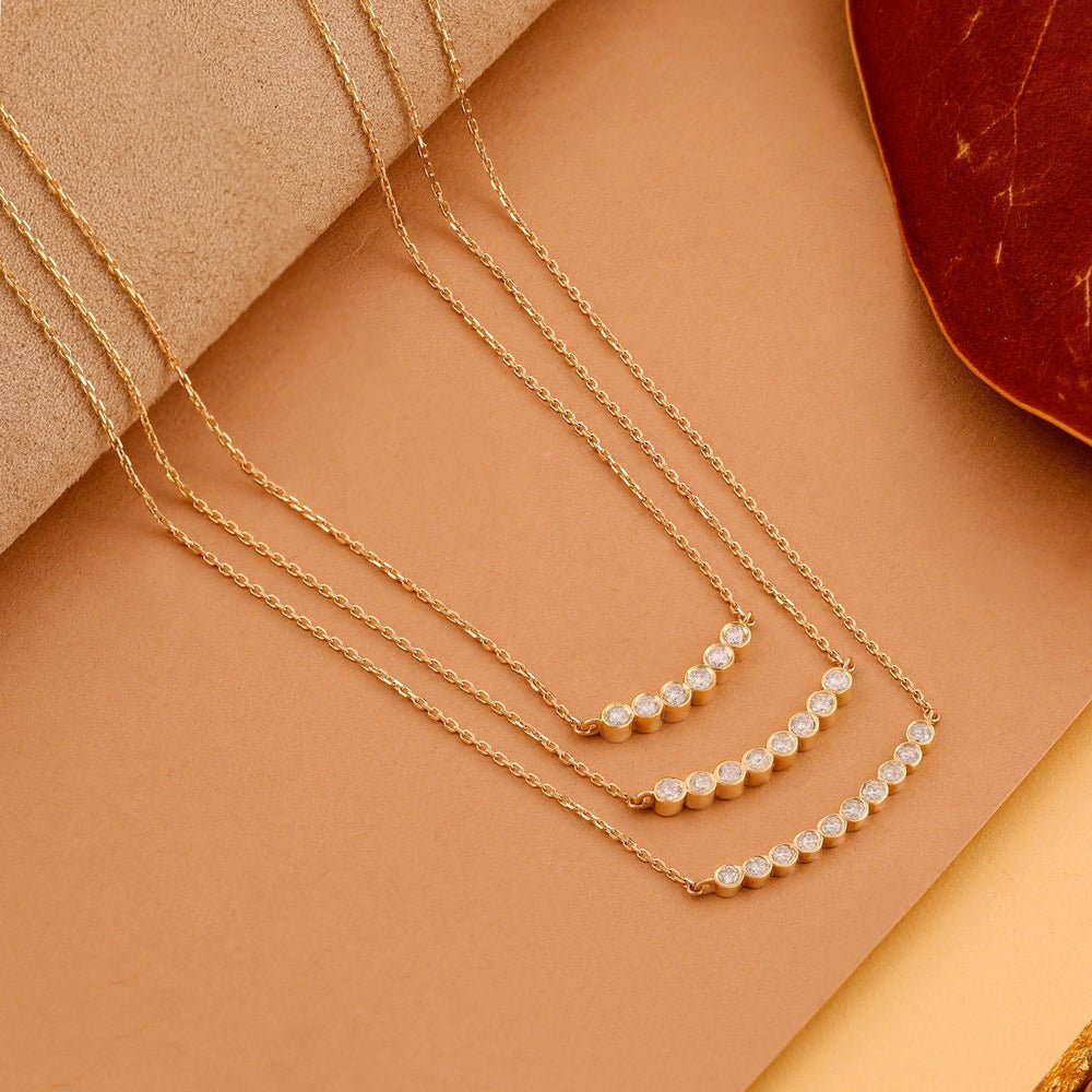Curved Bubble Bar Diamond Necklace