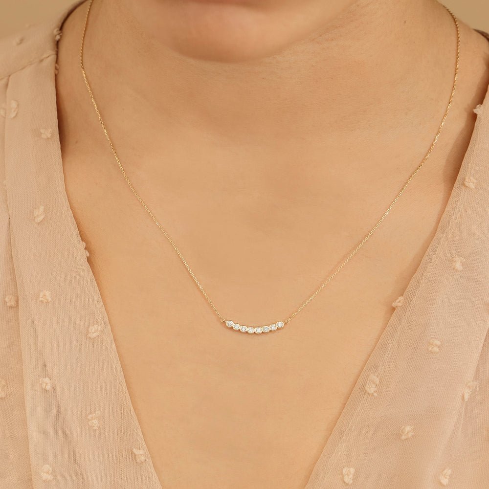 Curved Bubble Bar Diamond Necklace