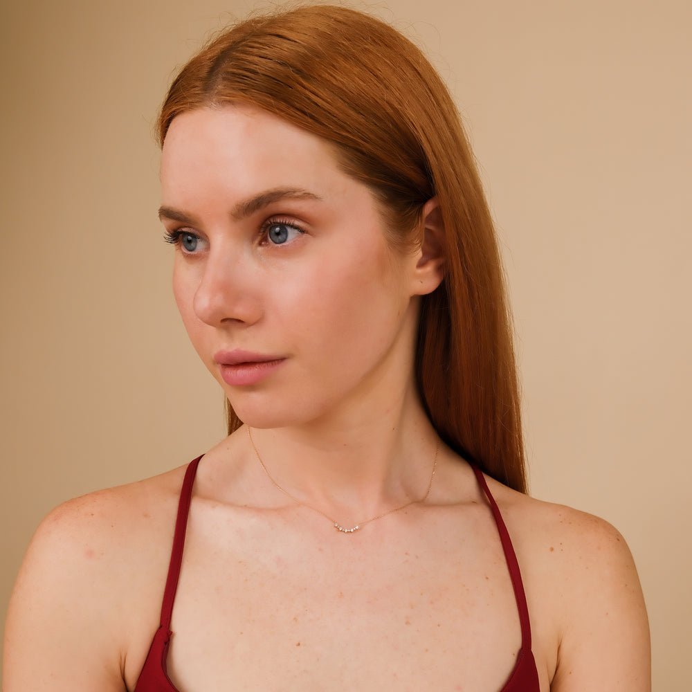Curved Diamond Bar Necklace