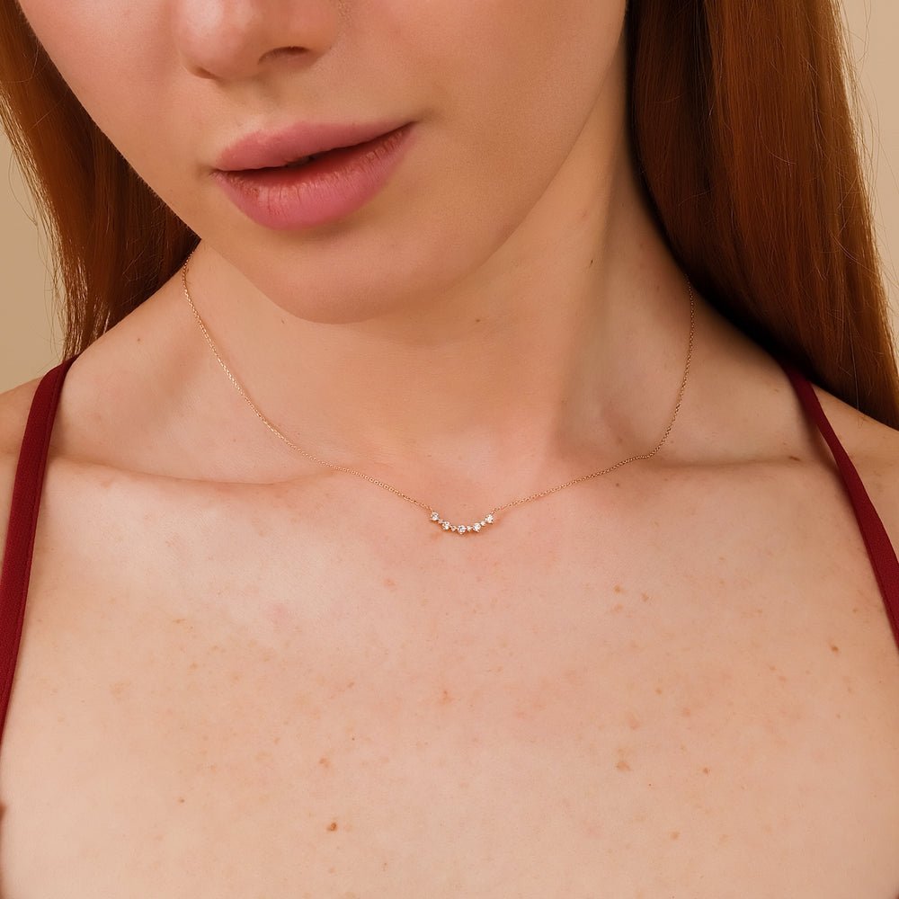 Curved Diamond Bar Necklace
