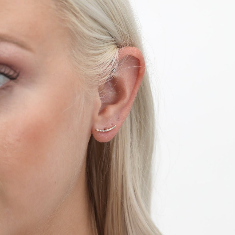 Curved Diamond Bar Studs
