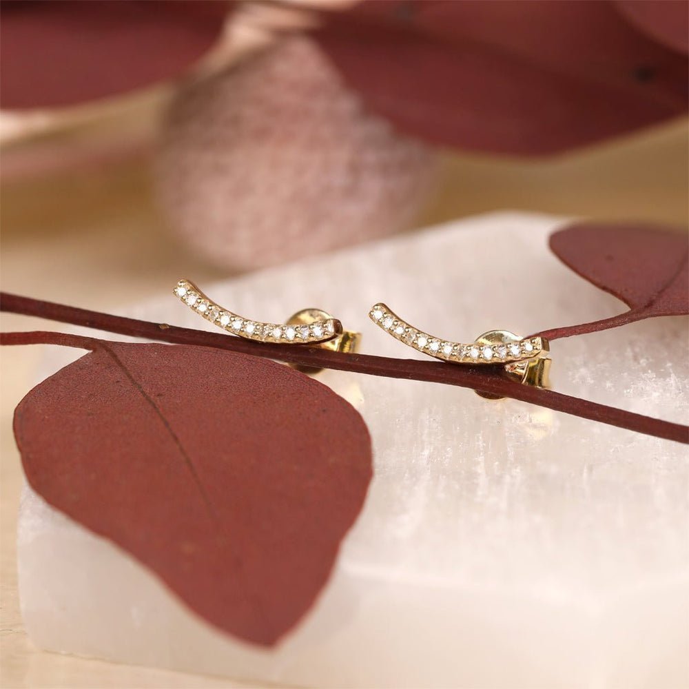 Curved Diamond Bar Studs