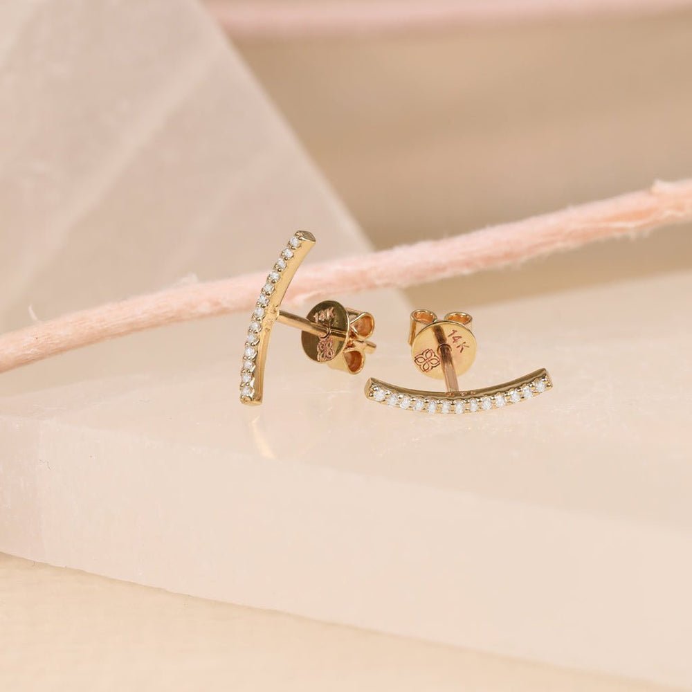 Curved Diamond Bar Studs