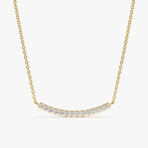 Curved Natural Diamond Bar Necklace
