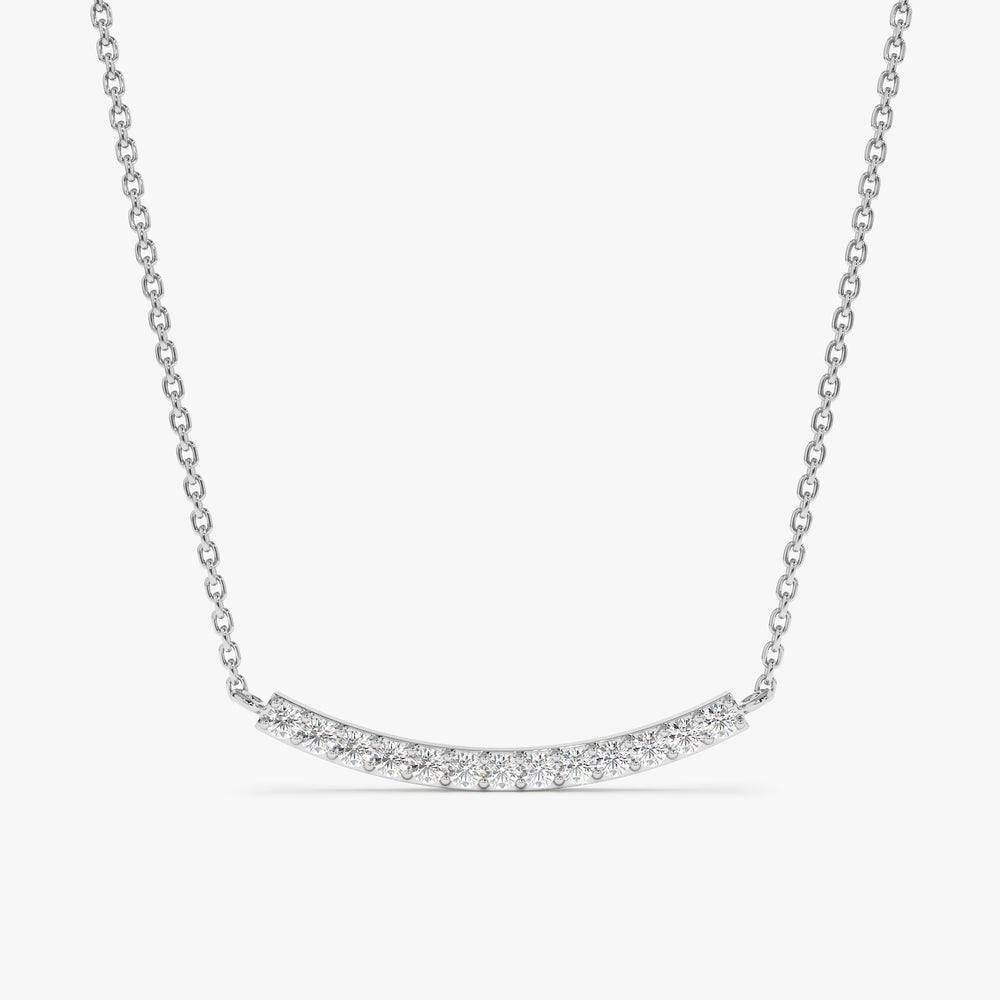 Curved Natural Diamond Bar Necklace