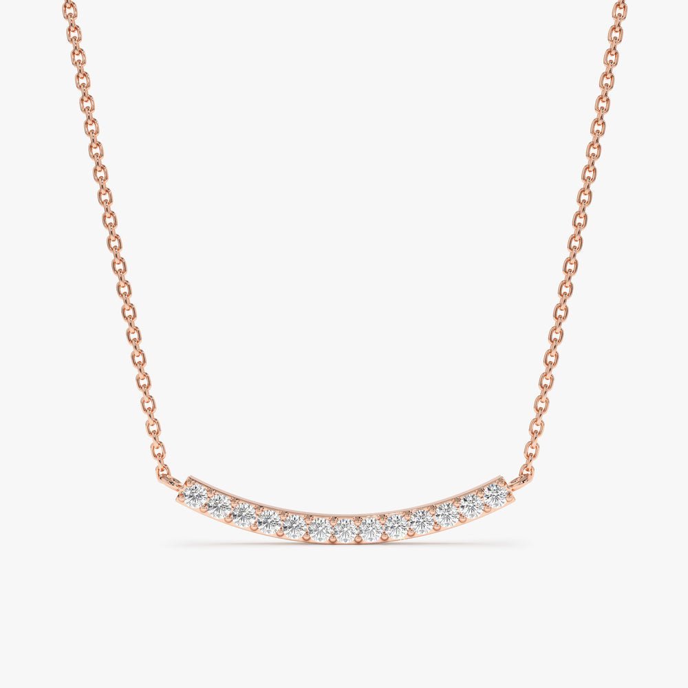 Curved Natural Diamond Bar Necklace