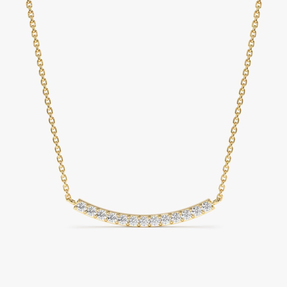 Curved Natural Diamond Bar Necklace