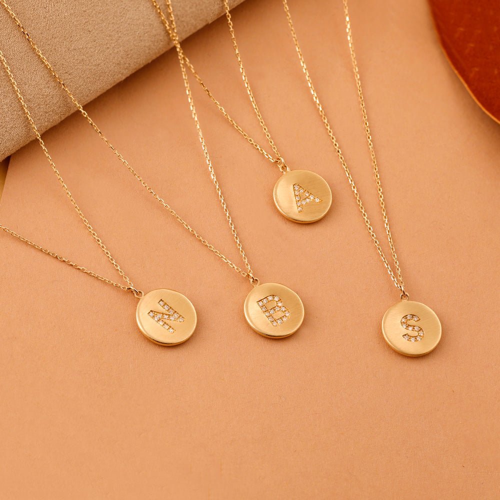 Custom Initial Diamond Coin Necklace