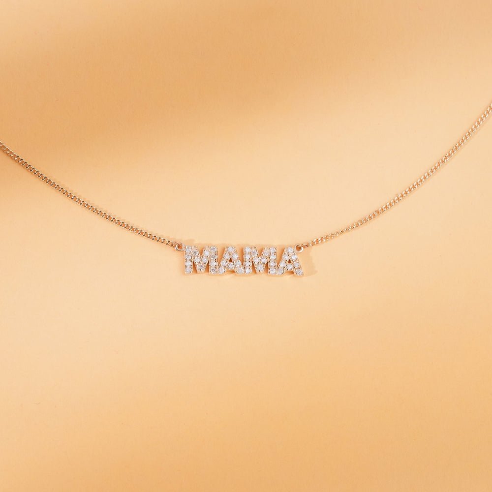 Dainty Block Letter Diamond Name Necklace