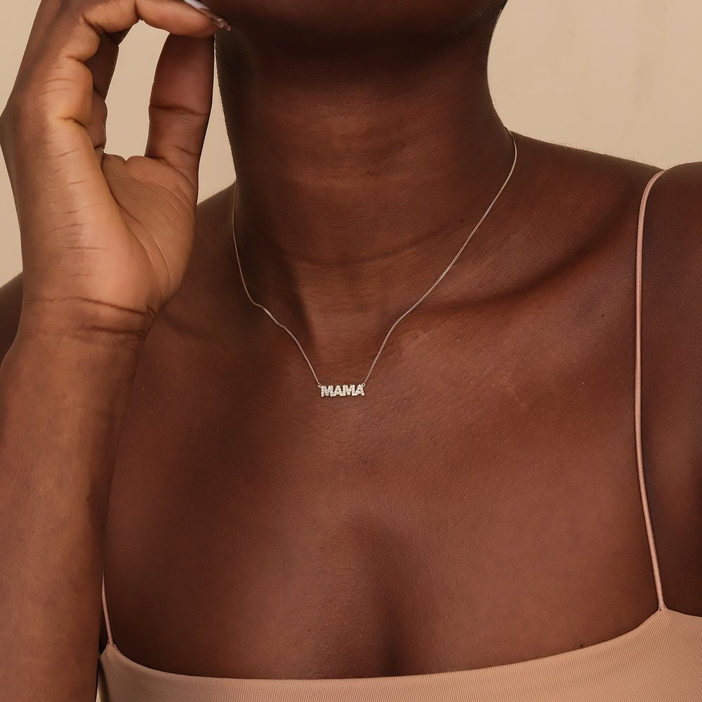 Dainty Block Letter Diamond Name Necklace