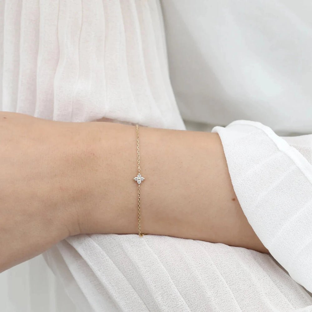 Dainty Diamond Clover Bracelet