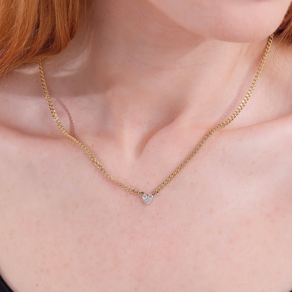 Dainty Diamond Heart Cuban Chain
