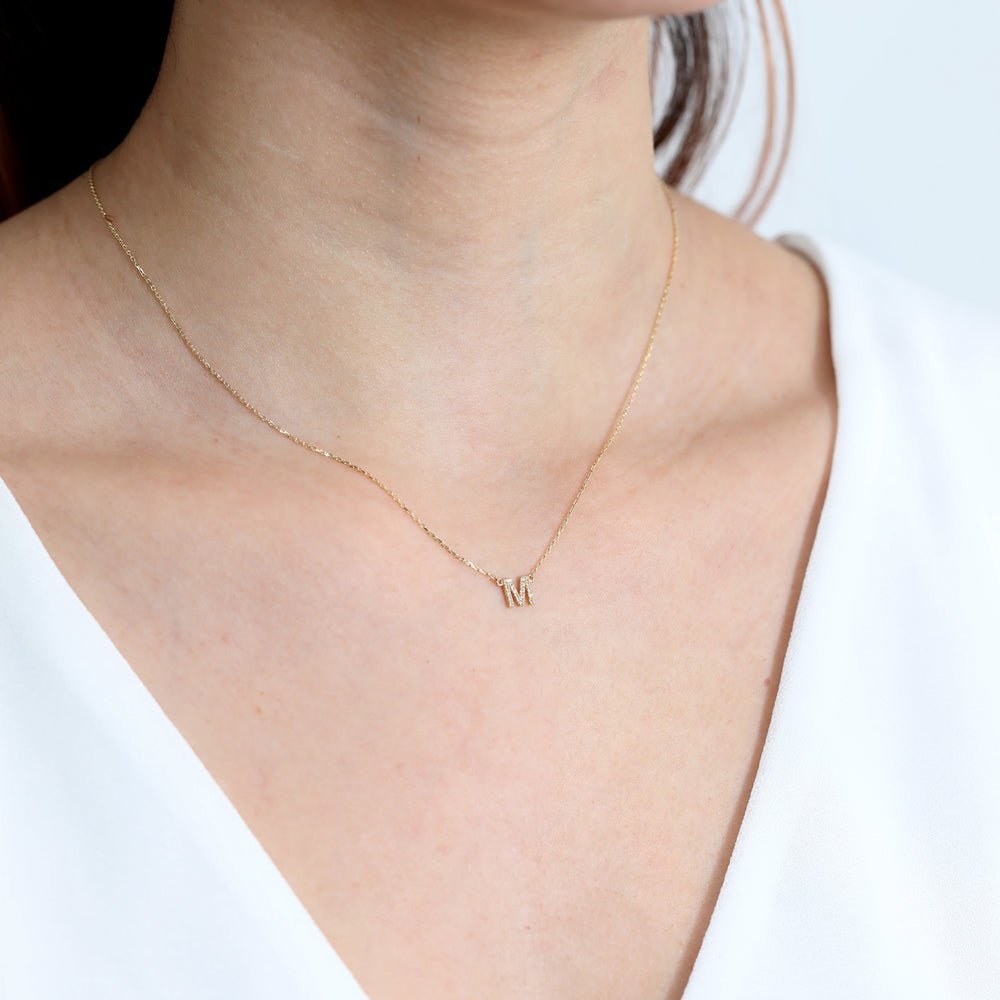 Dainty Diamond Initial Necklace