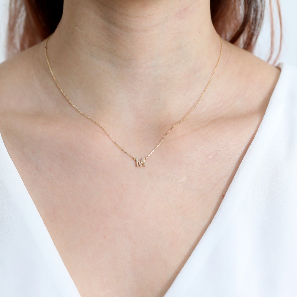 Dainty Diamond Initial Necklace