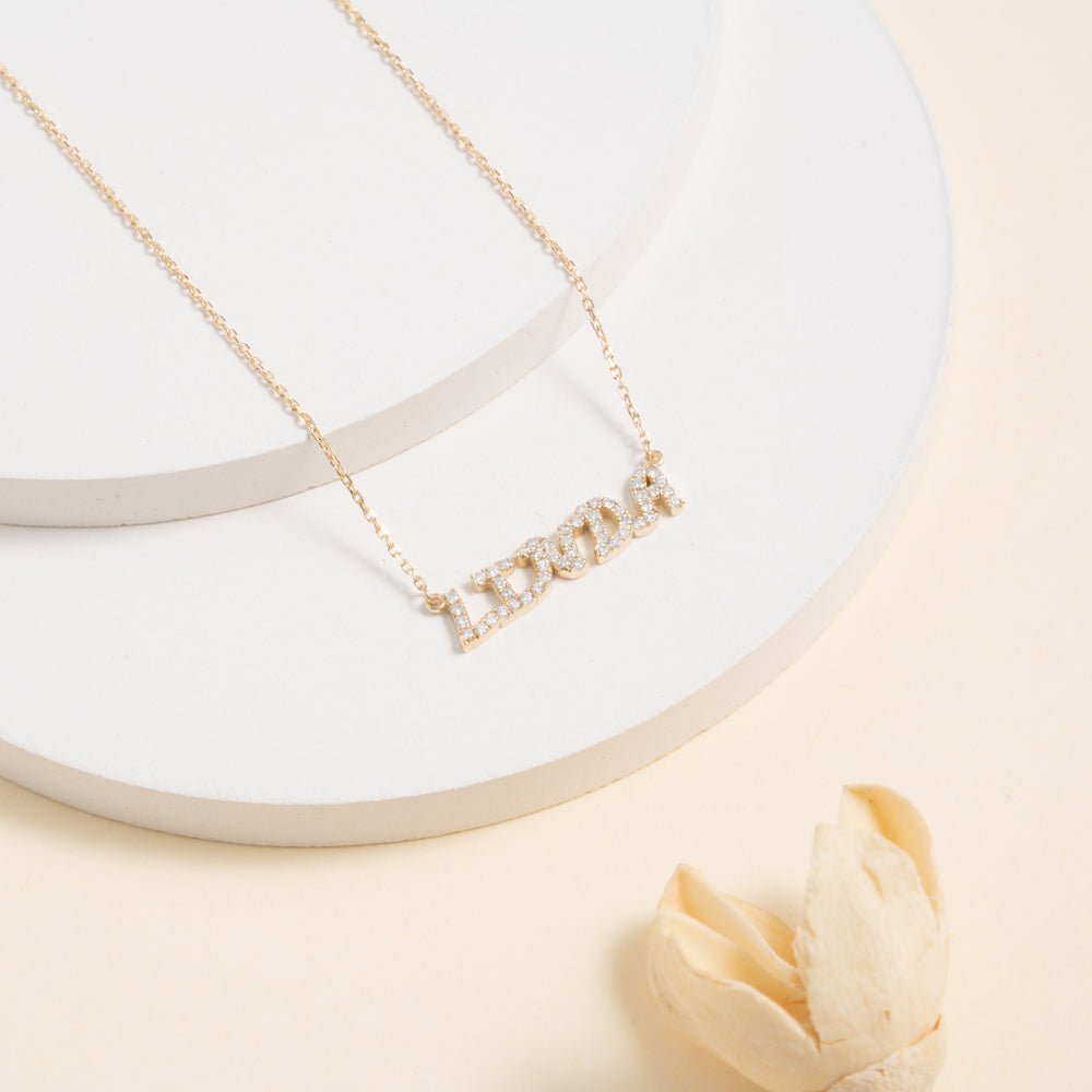 Dainty Diamond Name Necklace