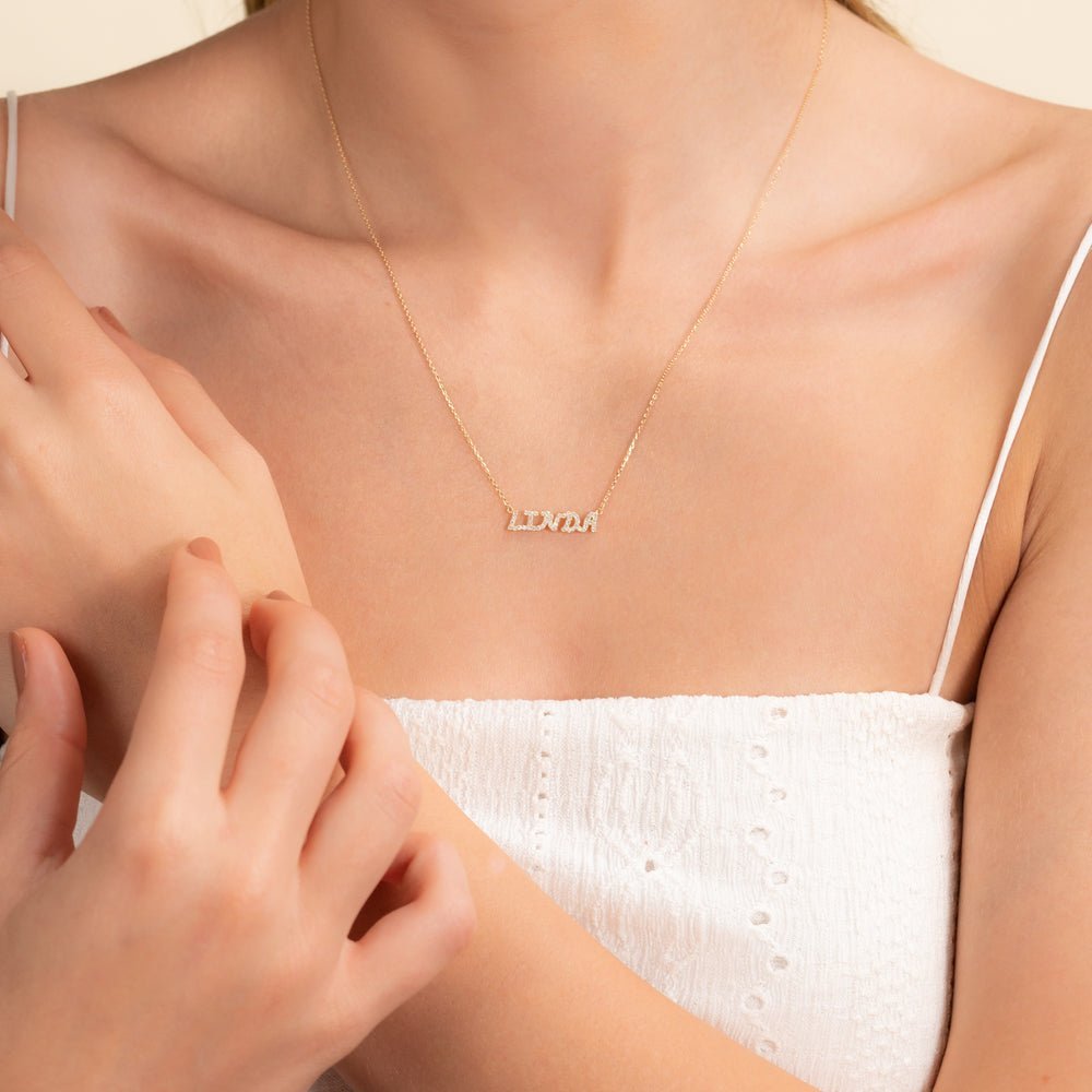 Dainty Diamond Name Necklace