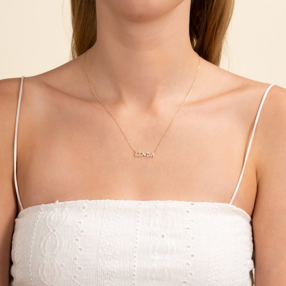 Dainty Diamond Name Necklace