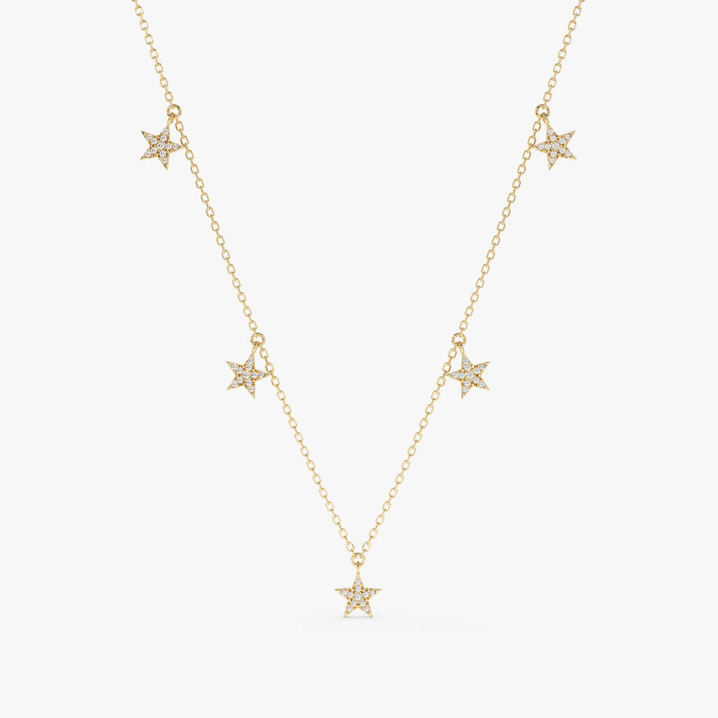 Dainty Diamond Star Drop Necklace