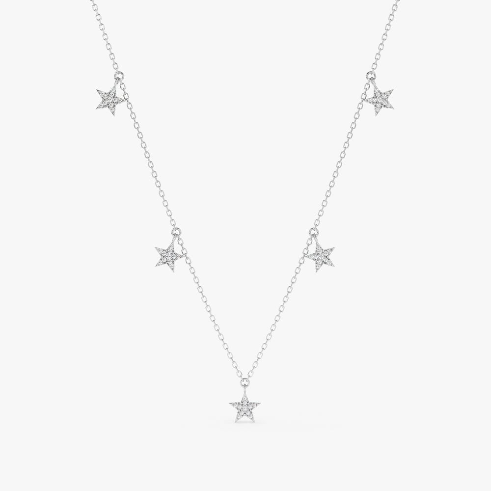 Dainty Diamond Star Drop Necklace