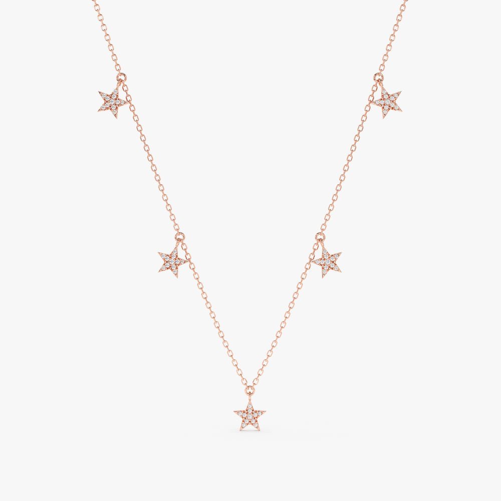 Dainty Diamond Star Drop Necklace