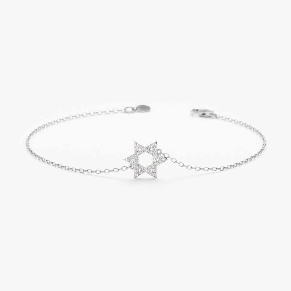 Dainty Diamond Star of David Bracelet
