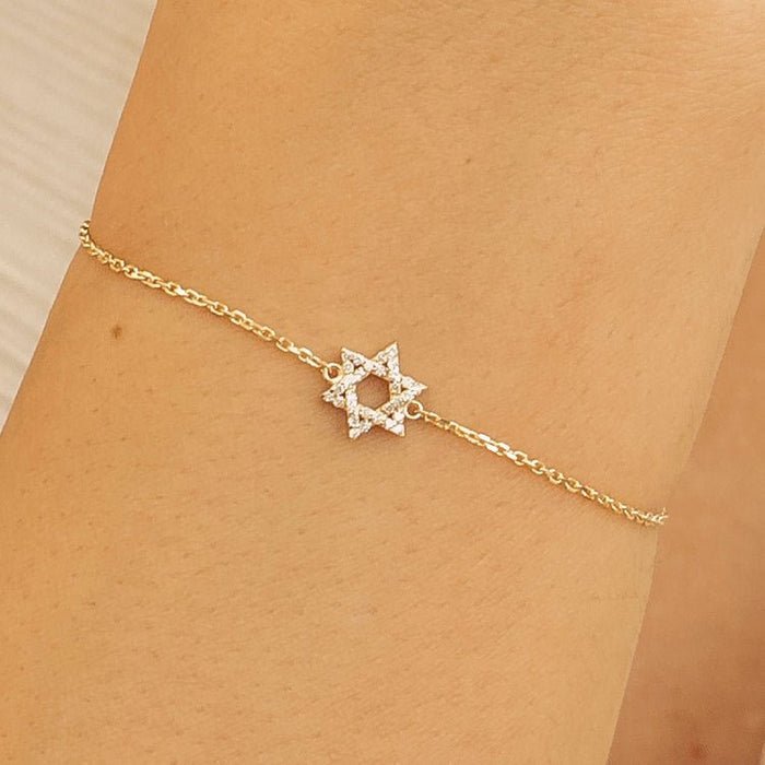 Dainty Diamond Star of David Bracelet